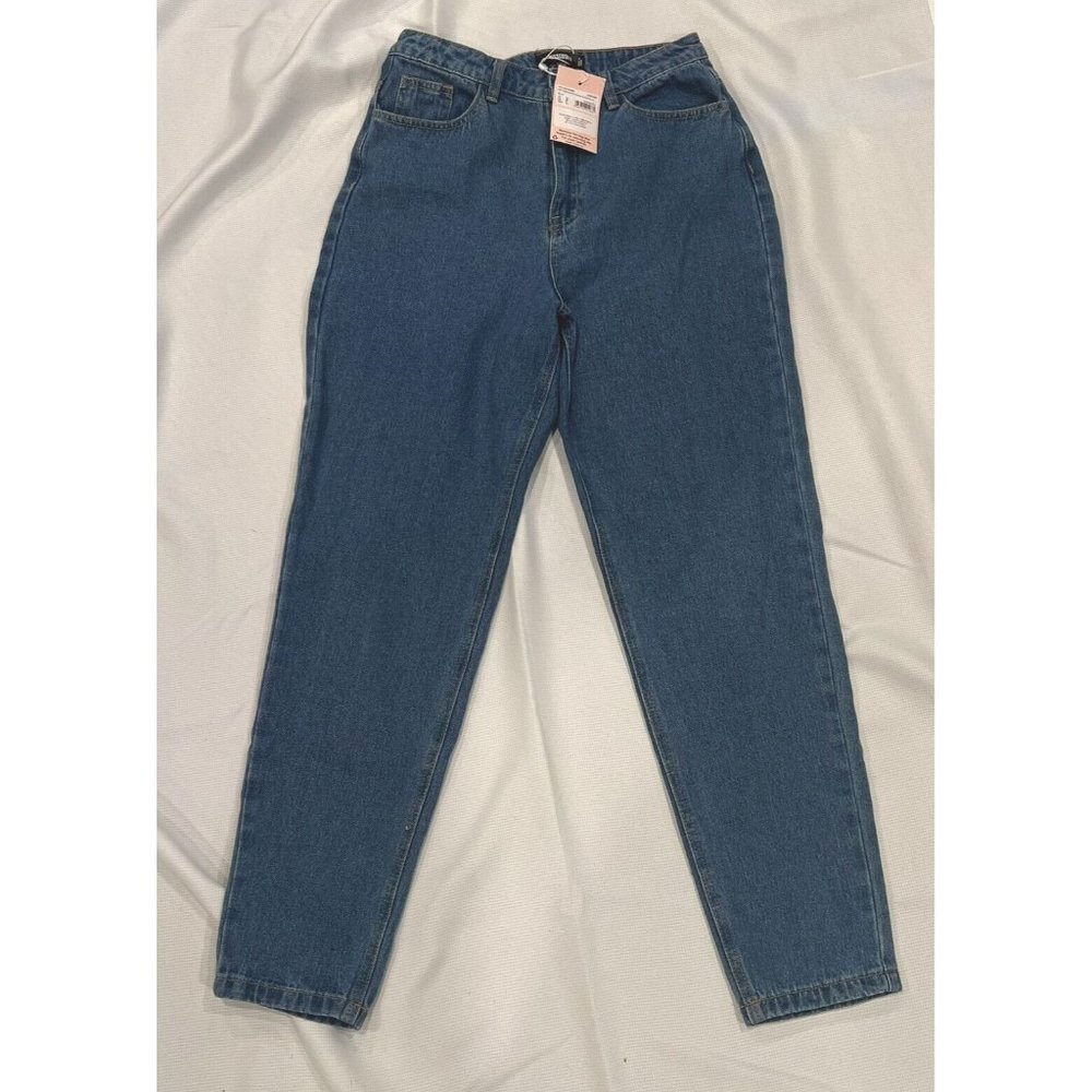 Missguided Womens Jeans Riot High Waisted Mom Size 6 Rigid Blue Tapered NWT